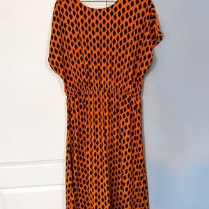 Vero Moda Vibrant Orange and Black Midi Dress